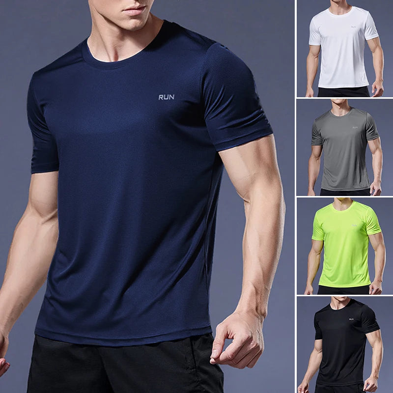 Men’s Summer Sport Gym T-Shirt – Quick Dry Running & Bodybuilding Fitness Top