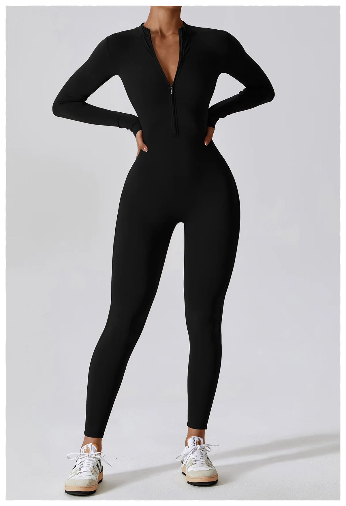Women’s Long Sleeve Yoga Boilersuit – Skin-Tight One-Piece Gym Jumpsuit