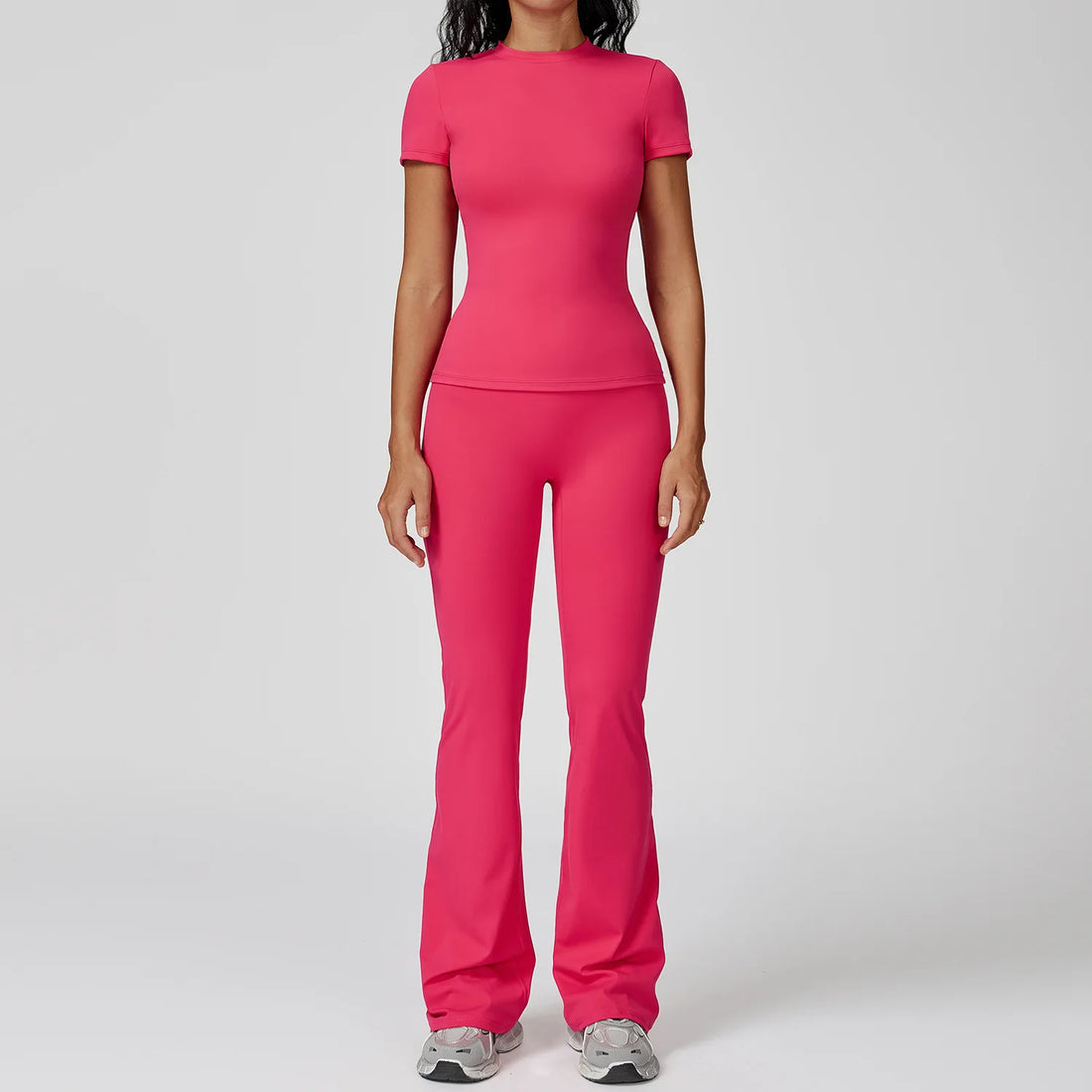 Women’s 2PCS Yoga & Workout Set – Long Sleeve Top & High-Waist Leggings/Shorts