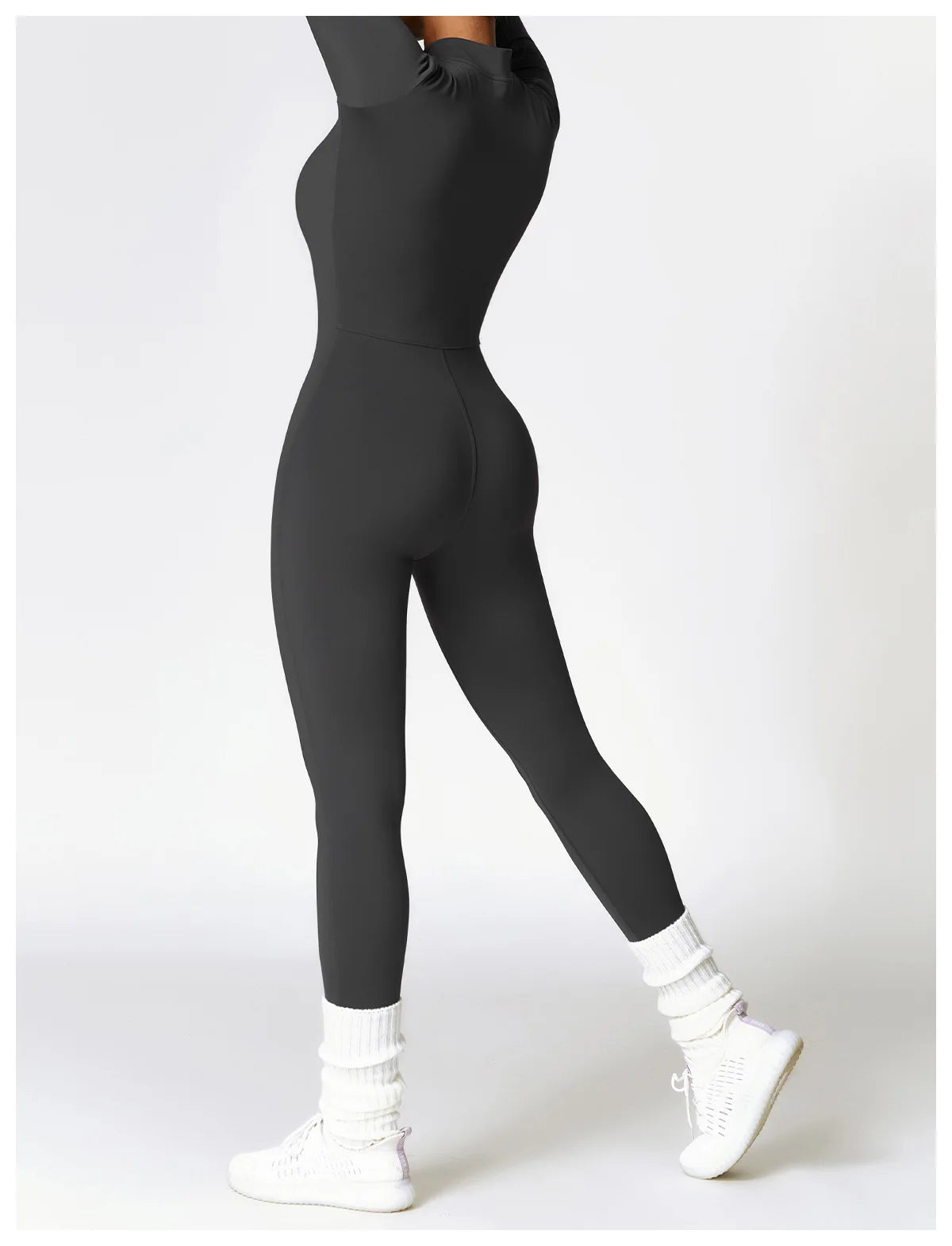 Women’s Winter Plush Yoga Jumpsuit – Fleece-Lined One-Piece Fitness Tracksuit