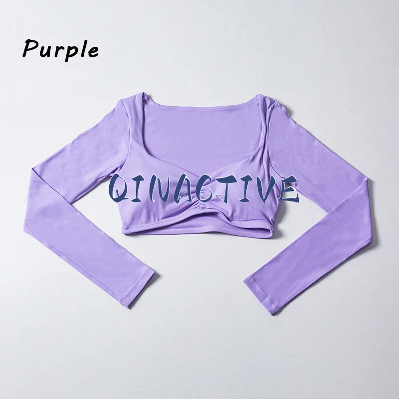 Women’s Long Sleeve Yoga Crop Top – Fitness & Workout Shirt