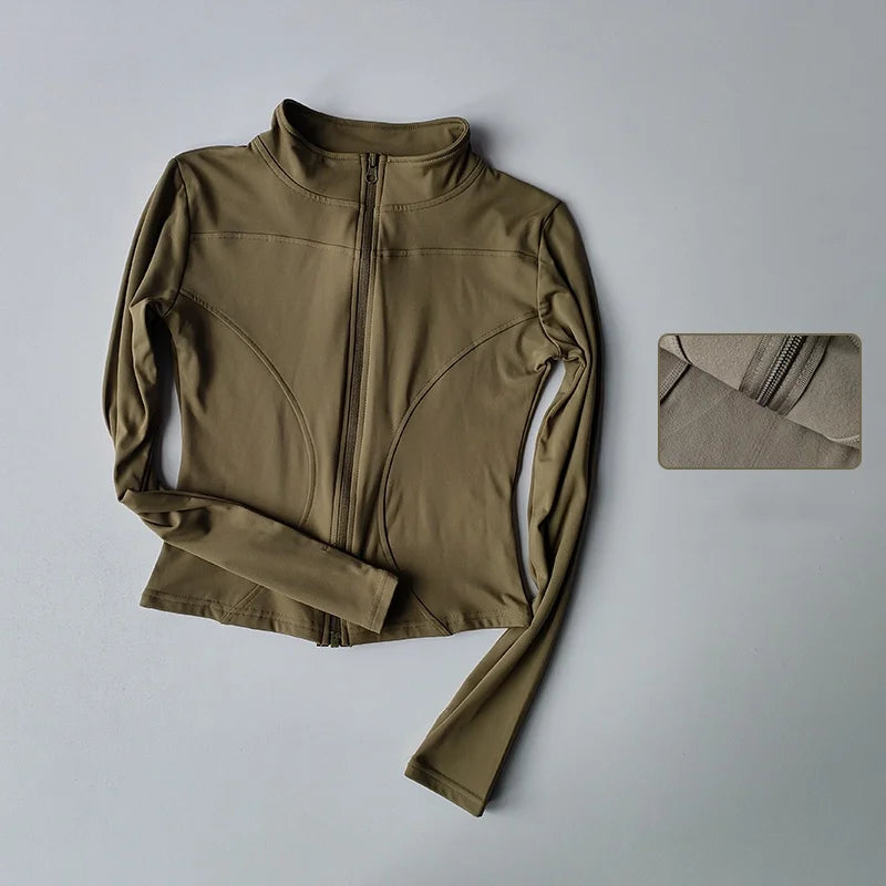 Women’s Long Sleeve Fitness Jacket – Slim Quick-Dry Yoga & Running Top