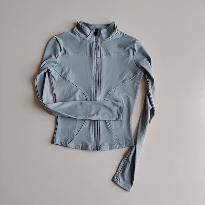 Women’s Long Sleeve Fitness Jacket – Slim Quick-Dry Yoga & Running Top