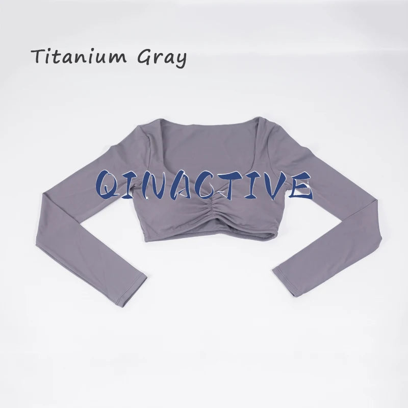 Women’s Long Sleeve Yoga Crop Top – Fitness & Workout Shirt