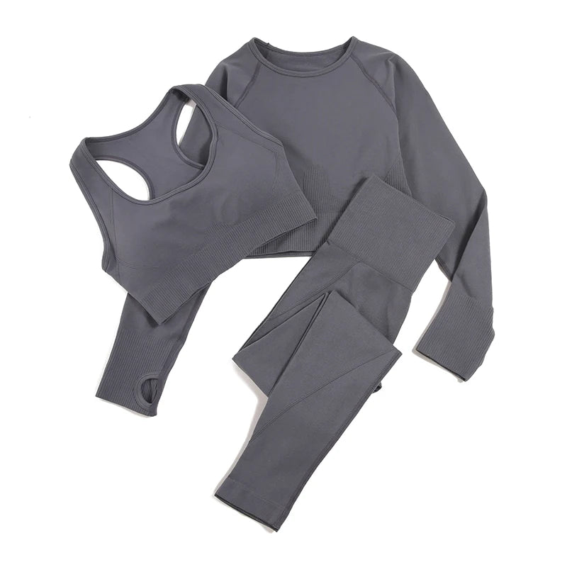 2-Piece Seamless Yoga Set for Women – High Waist Leggings & Sports Bra Gym Outfit