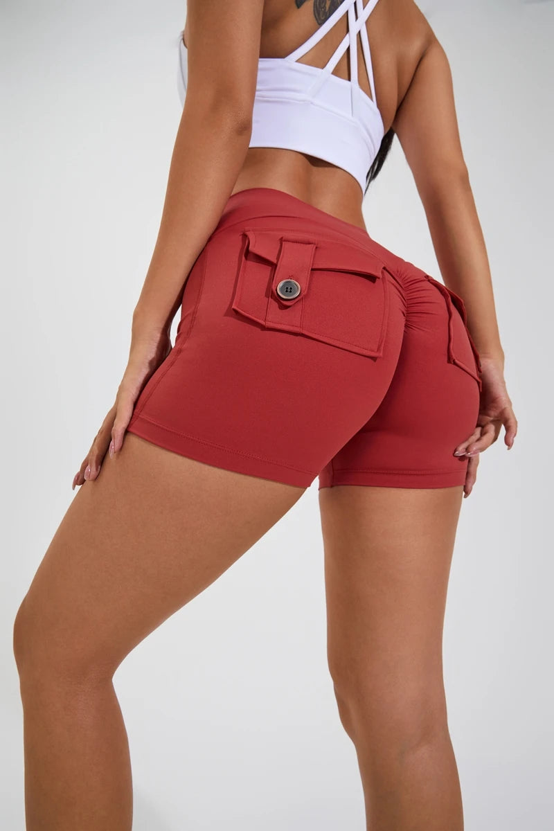 Women’s High-Waist Yoga Shorts – Scrunch Butt & Pocket Fitness Shorts