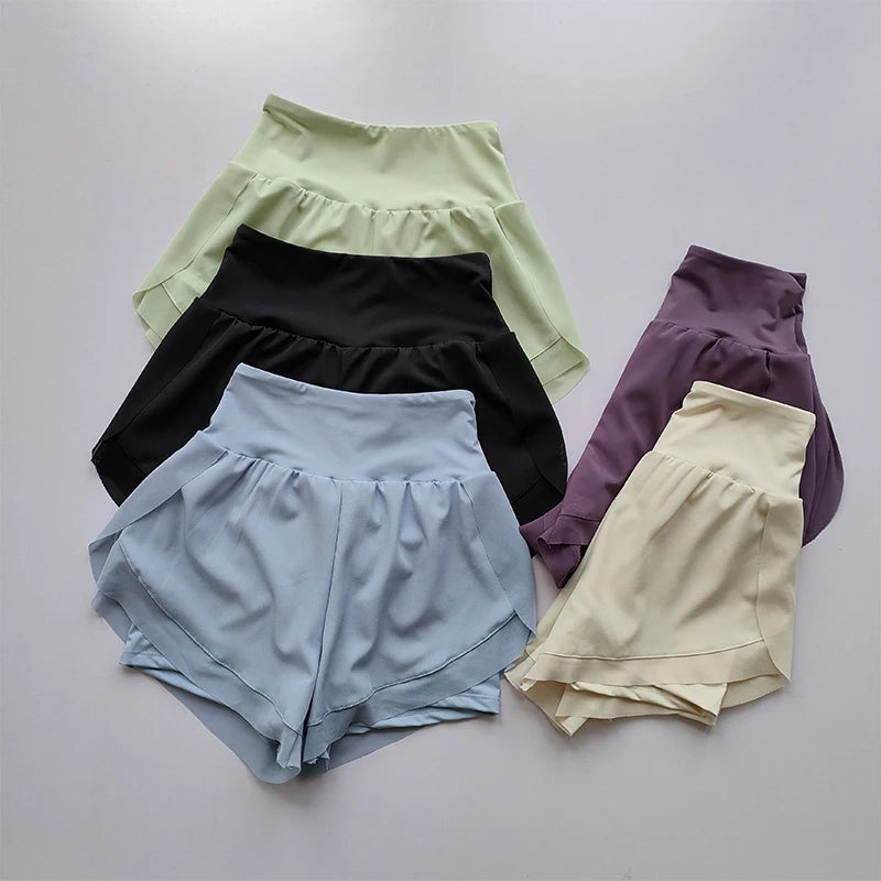 Women’s High-Waisted Summer Sports Shorts – Mesh Breathable Fitness & Running Shorts