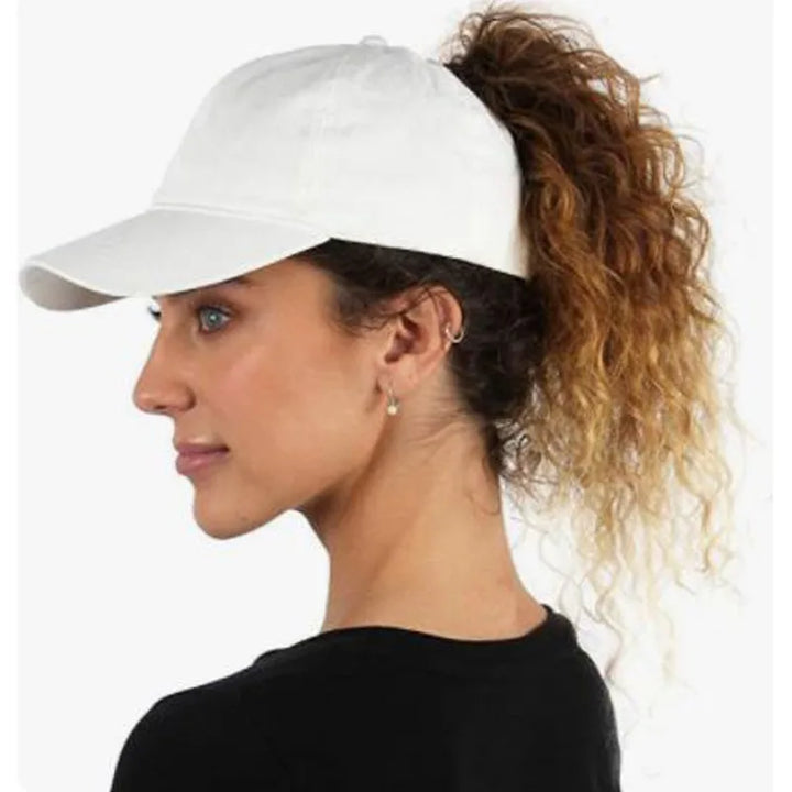 Women’s High Ponytail Baseball Cap – Messy Bun Adjustable Sports Hat