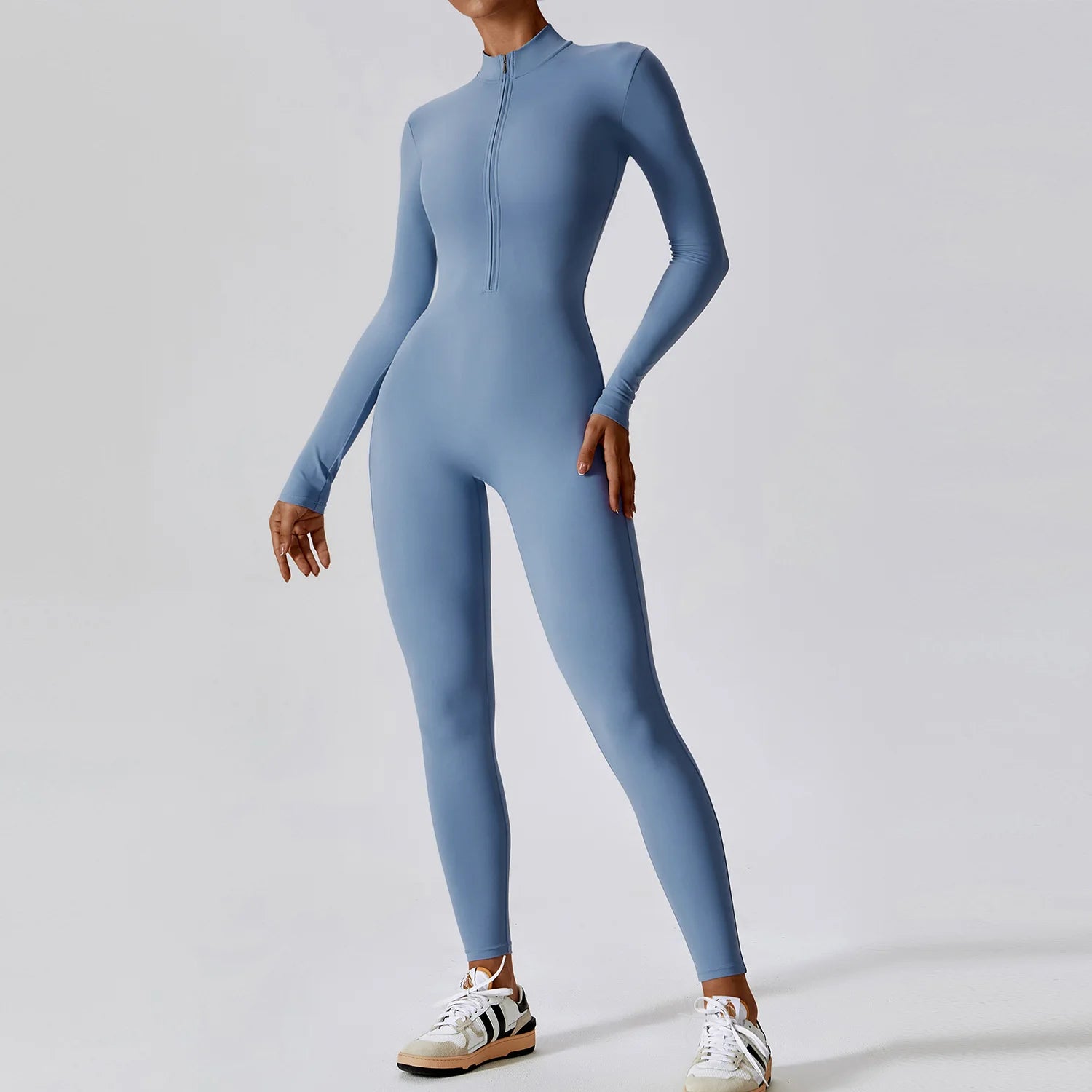 Women’s Long Sleeve Yoga Boilersuit – Skin-Tight One-Piece Gym Jumpsuit