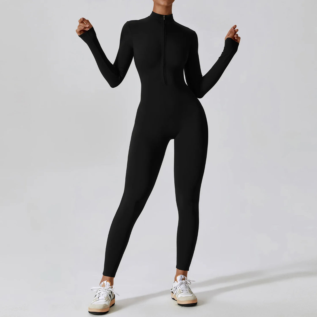 Women’s Long Sleeve Yoga Boilersuit – Skin-Tight One-Piece Gym Jumpsuit