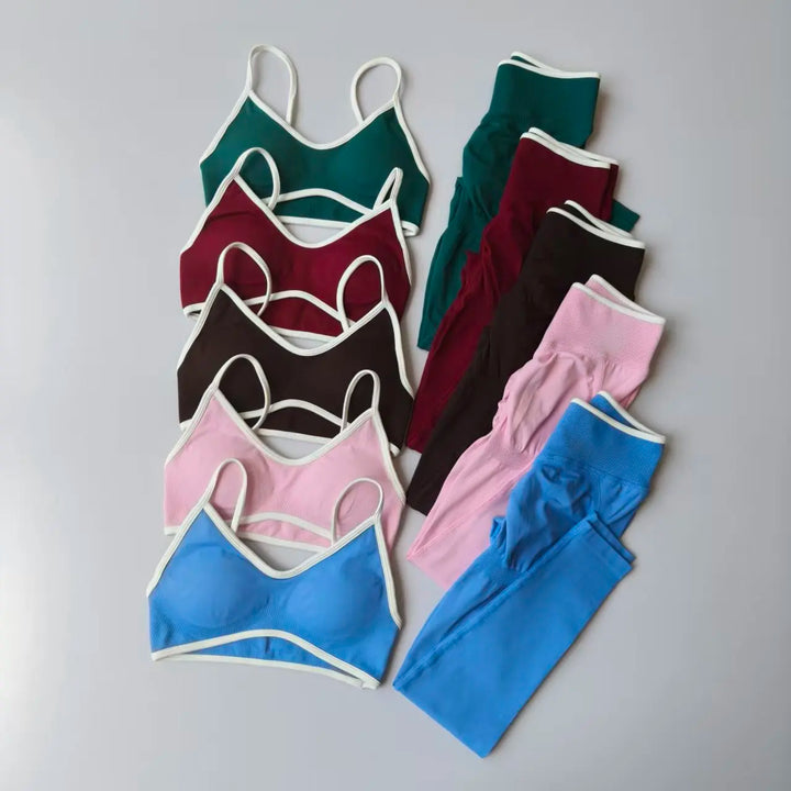 Seamless 2PCS Women’s Legging Set – Strappy Sports Bra & High-Waist Fitness Leggings
