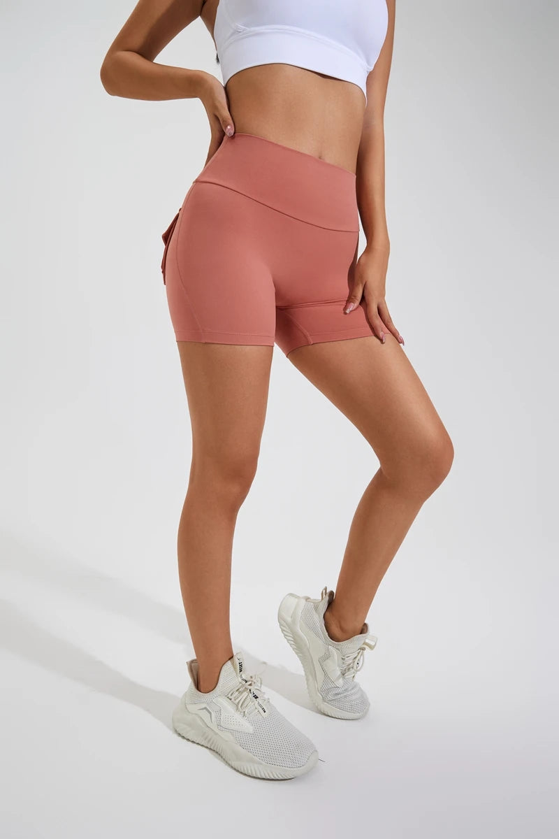 Women’s High-Waist Yoga Shorts – Scrunch Butt & Pocket Fitness Shorts