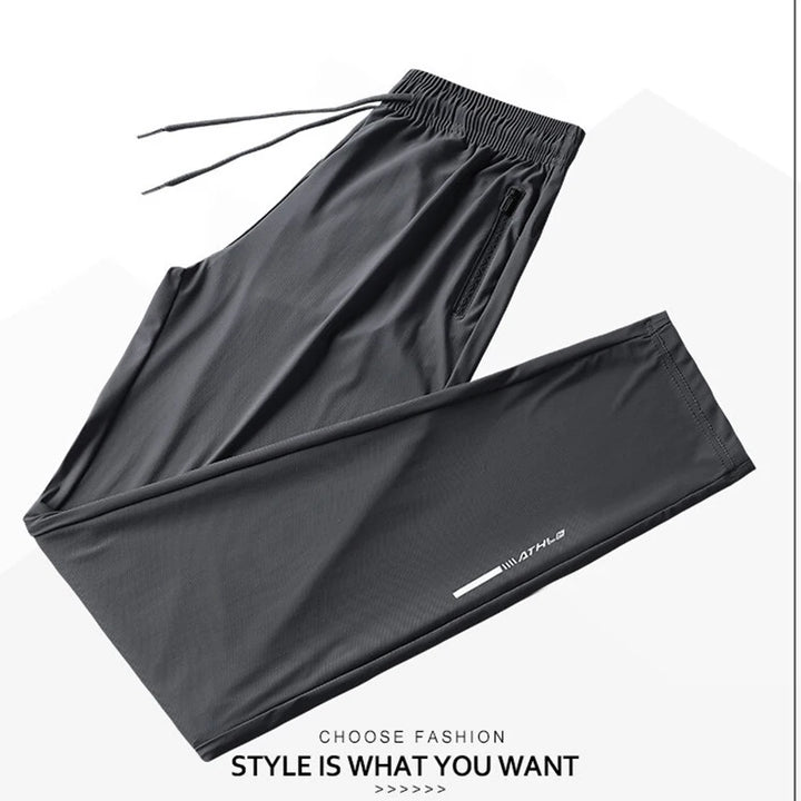 Men’s Ice Silk Summer Pants – Slim Fit Quick-Dry Casual & Running Trousers
