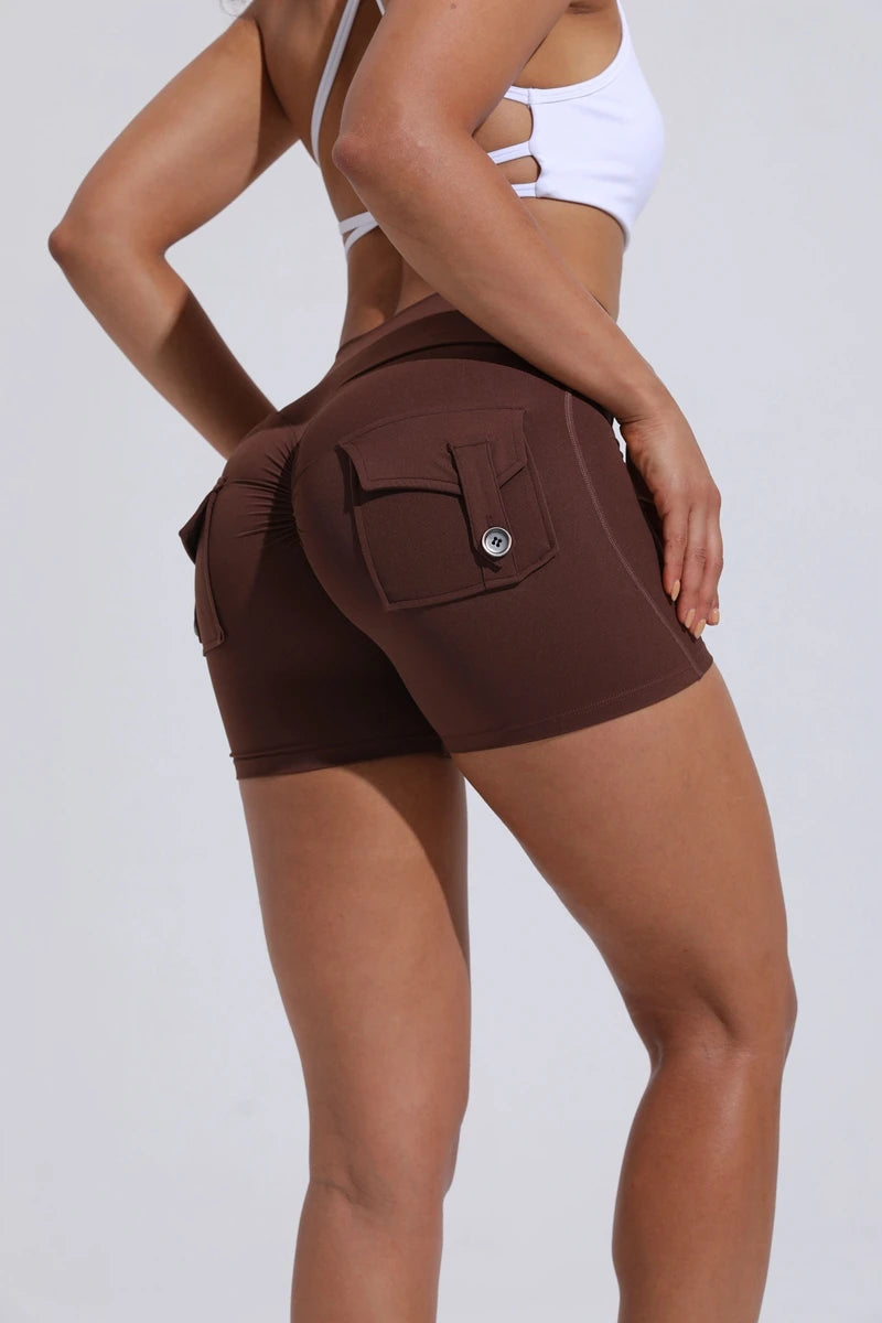 Women’s High-Waist Yoga Shorts – Scrunch Butt & Pocket Fitness Shorts