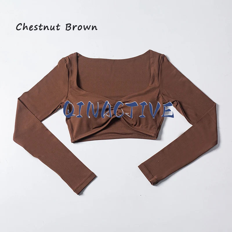 Women’s Long Sleeve Yoga Crop Top – Fitness & Workout Shirt