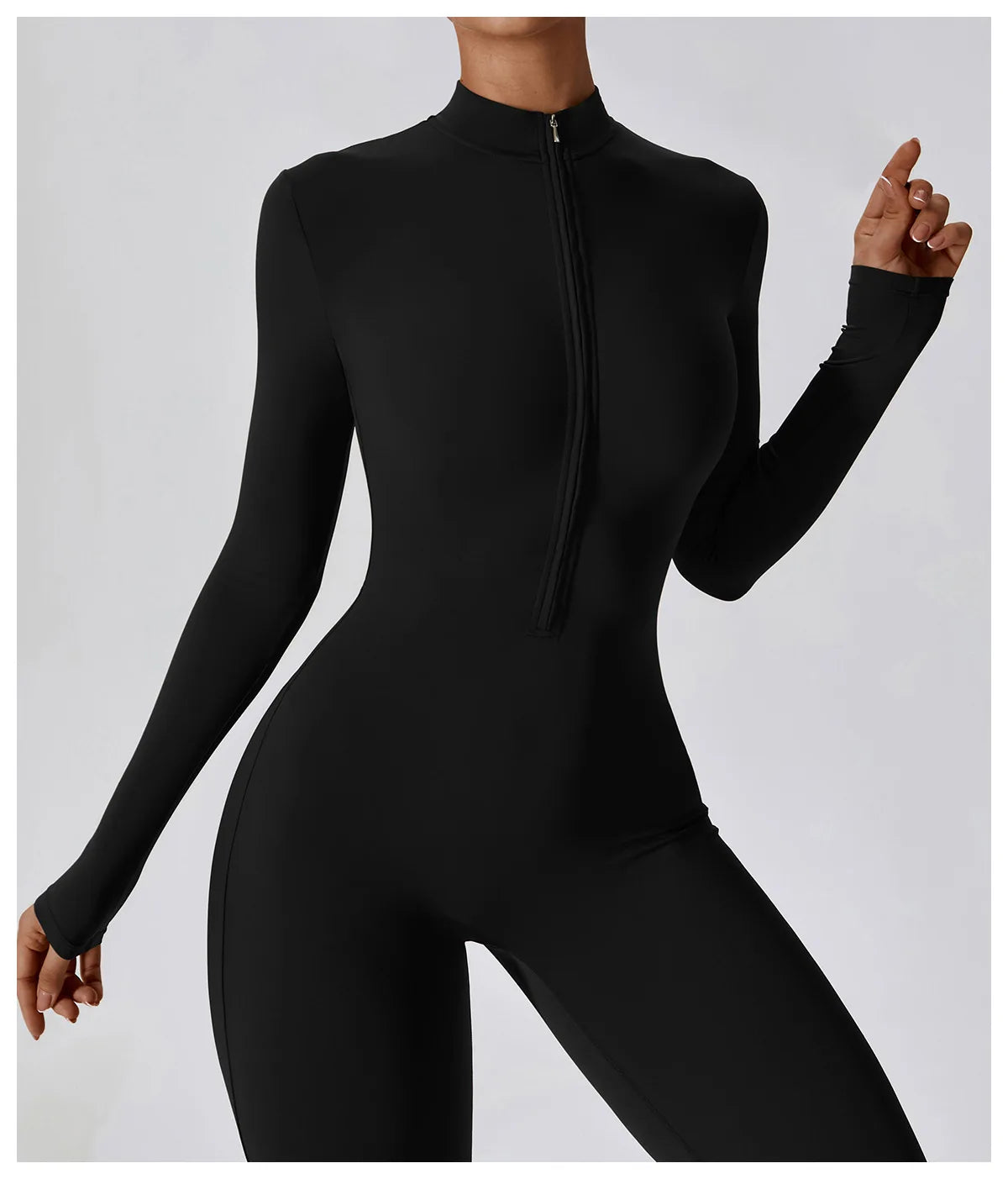 Women’s Long Sleeve Yoga Boilersuit – Skin-Tight One-Piece Gym Jumpsuit