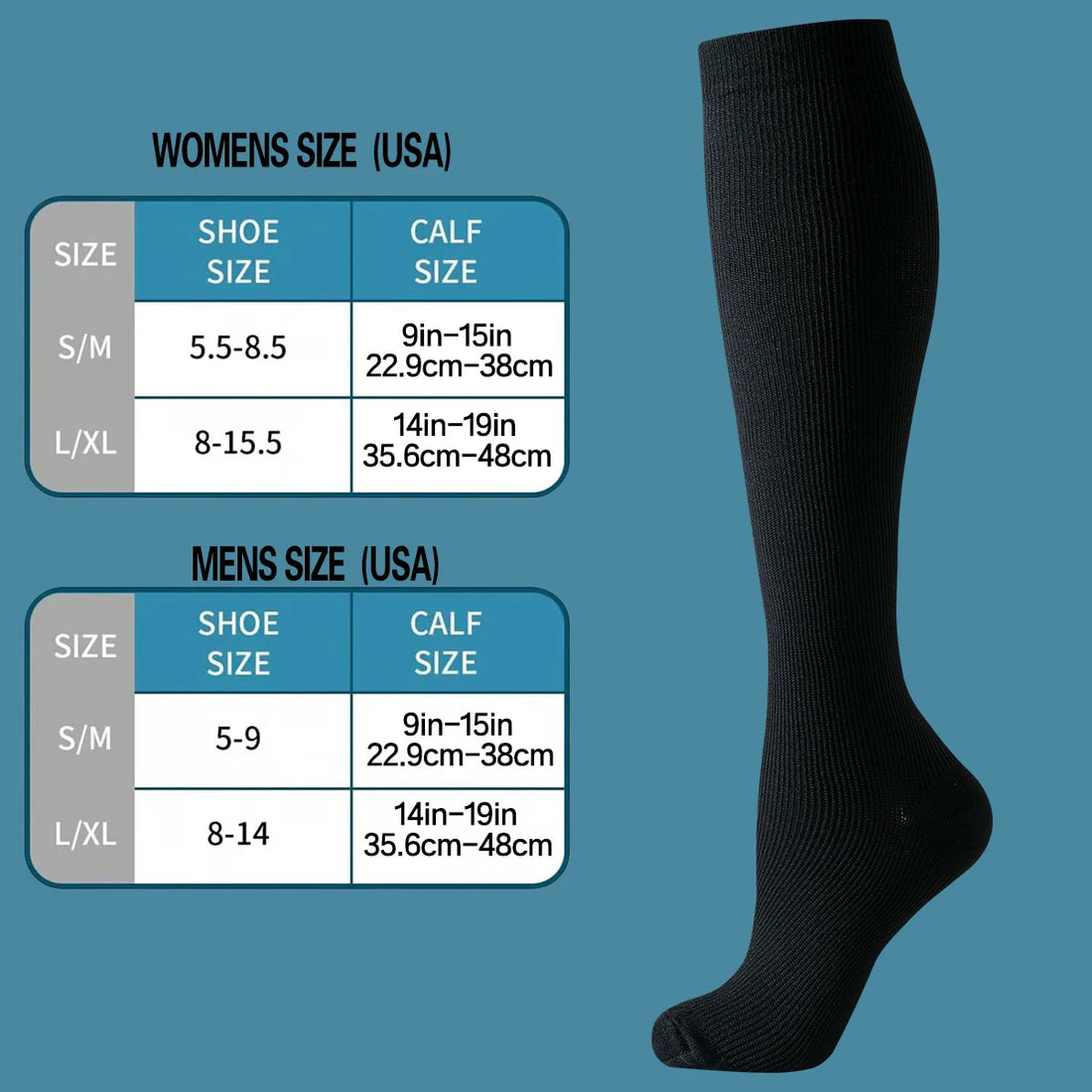 6 Pairs Compression Socks – Solid Color Nurse & Everyday Support Socks