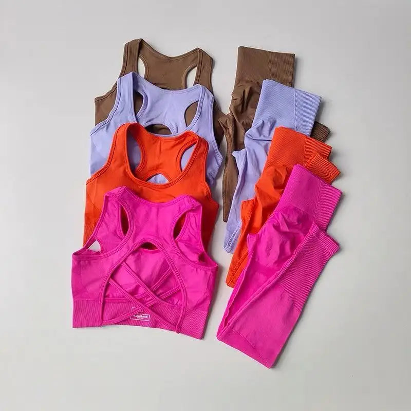 2PCS Women’s Sports Bra Set – Shockproof Fitness Tank & Yoga Suit