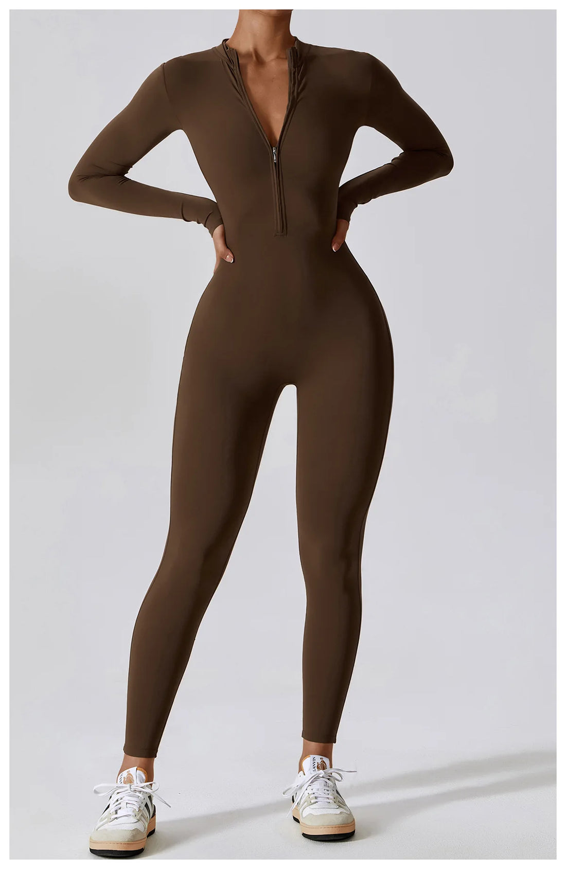 Women’s Long Sleeve Yoga Boilersuit – Skin-Tight One-Piece Gym Jumpsuit