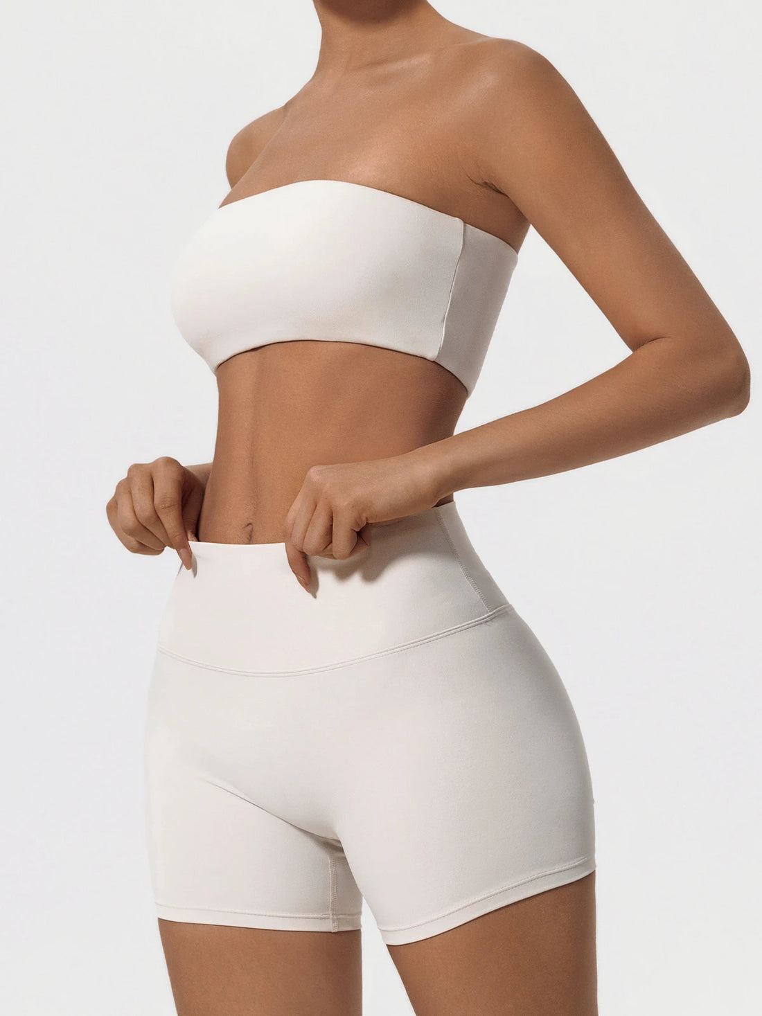 Women’s 2-Piece Fitness Set – Strapless Sports Bra & Workout Leggings