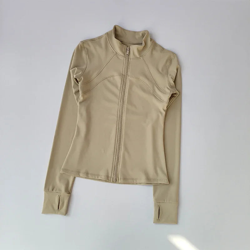 Women’s Long Sleeve Fitness Jacket – Slim Quick-Dry Yoga & Running Top