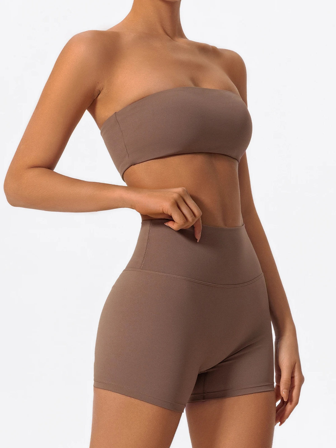 Women’s 2-Piece Fitness Set – Strapless Sports Bra & Workout Leggings