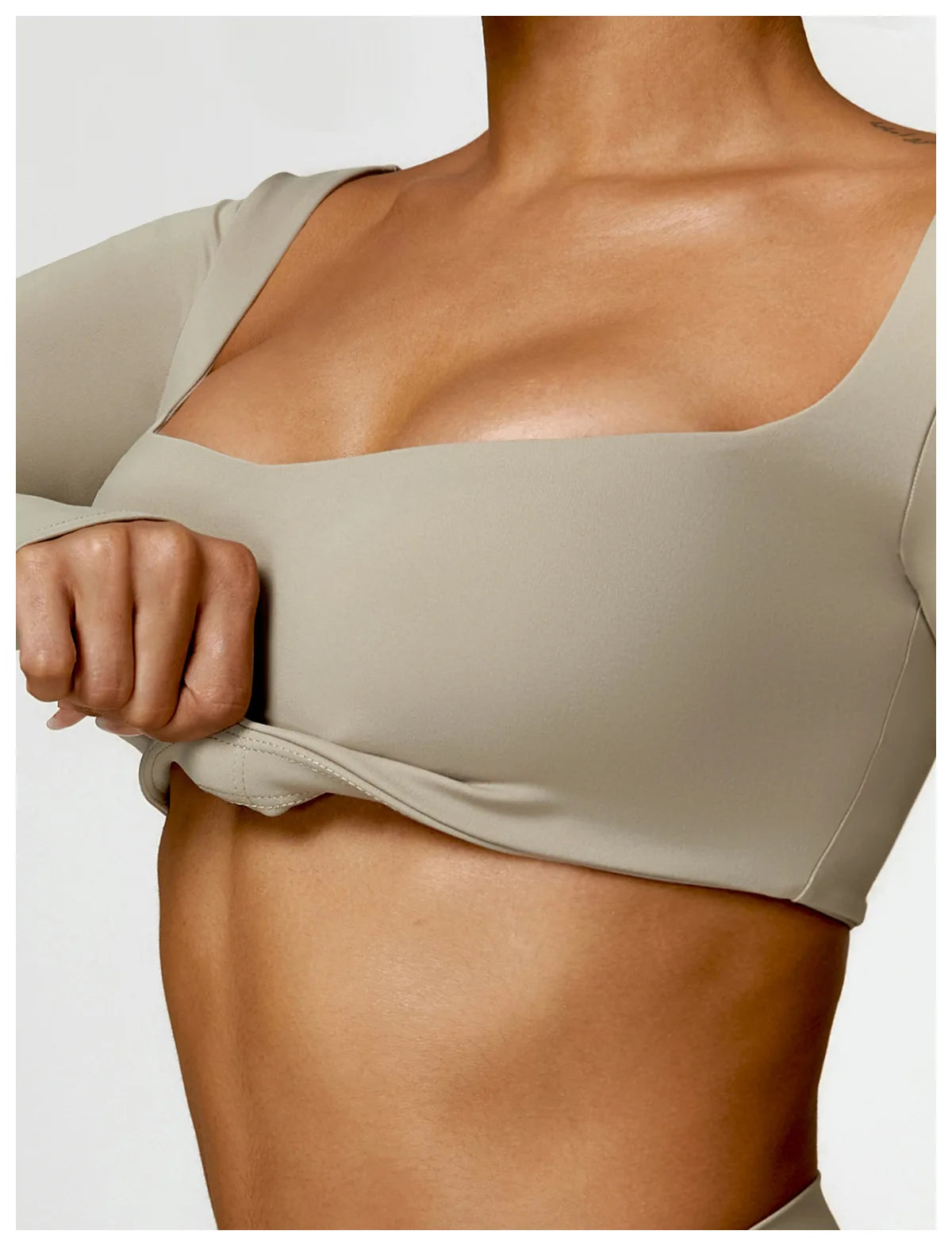 Women’s Quick-Dry Sportswear – Square Neck Fitness Crop Top
