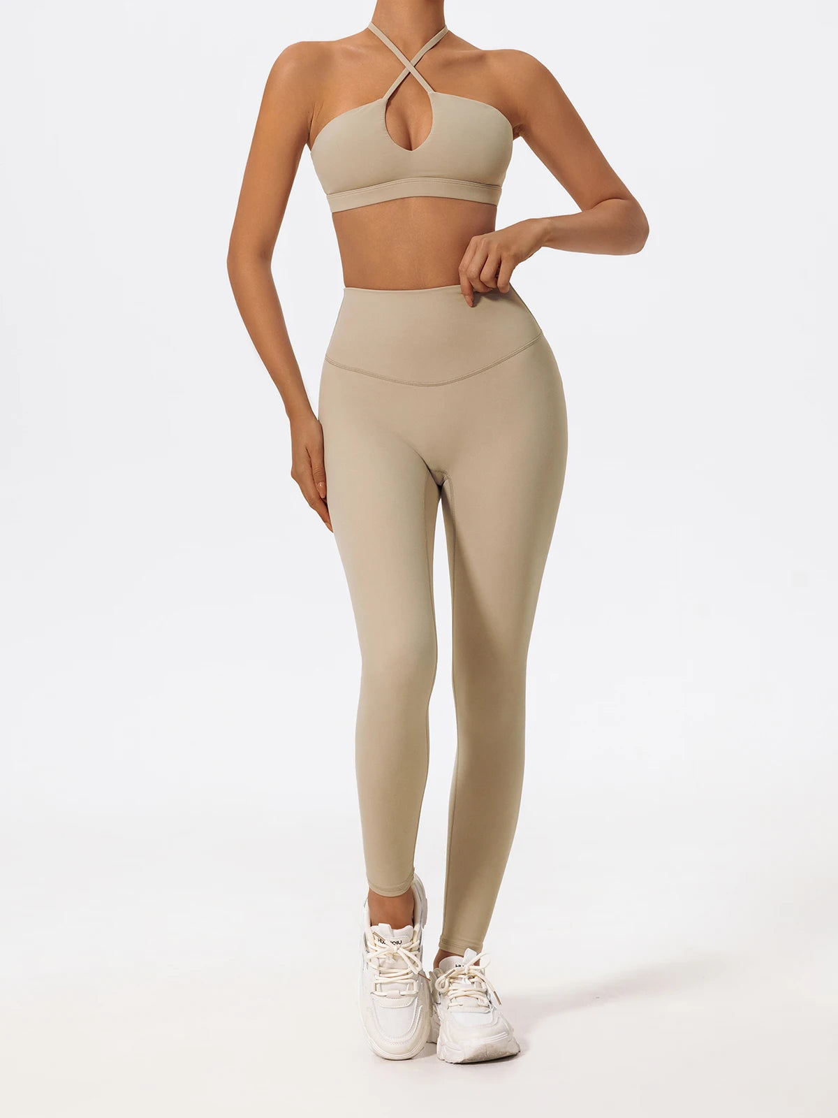 Two-Piece Women’s Sports Set – Cross-Front Yoga & Gym Outfit