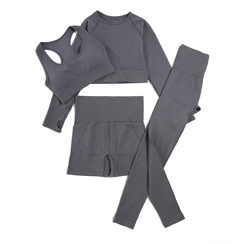 2-Piece Seamless Yoga Set for Women – High Waist Leggings & Sports Bra Gym Outfit