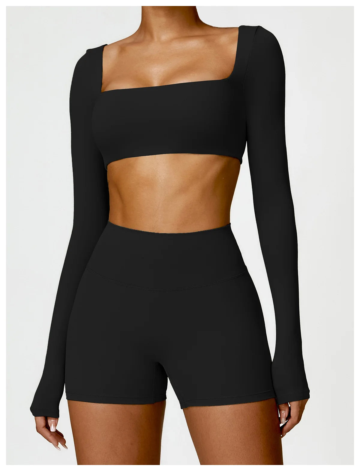 Women’s Quick-Dry Sportswear – Square Neck Fitness Crop Top