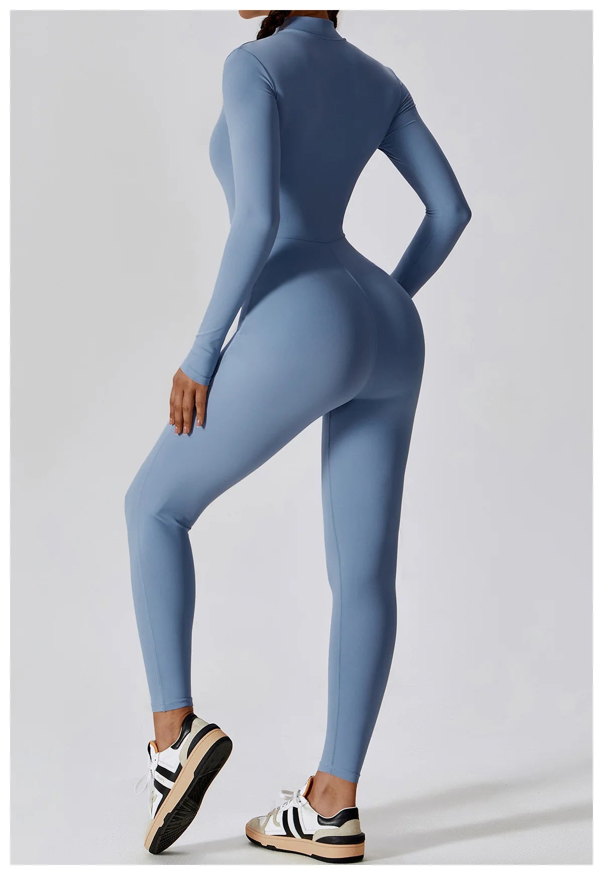 Women’s Long Sleeve Yoga Boilersuit – Skin-Tight One-Piece Gym Jumpsuit