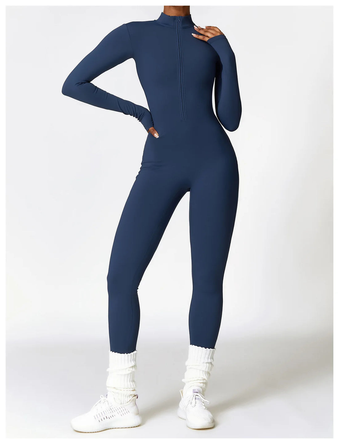 Women’s Winter Plush Yoga Jumpsuit – Fleece-Lined One-Piece Fitness Tracksuit