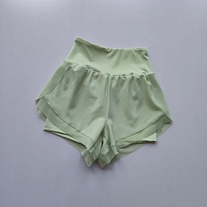 Women’s High-Waisted Summer Sports Shorts – Mesh Breathable Fitness & Running Shorts