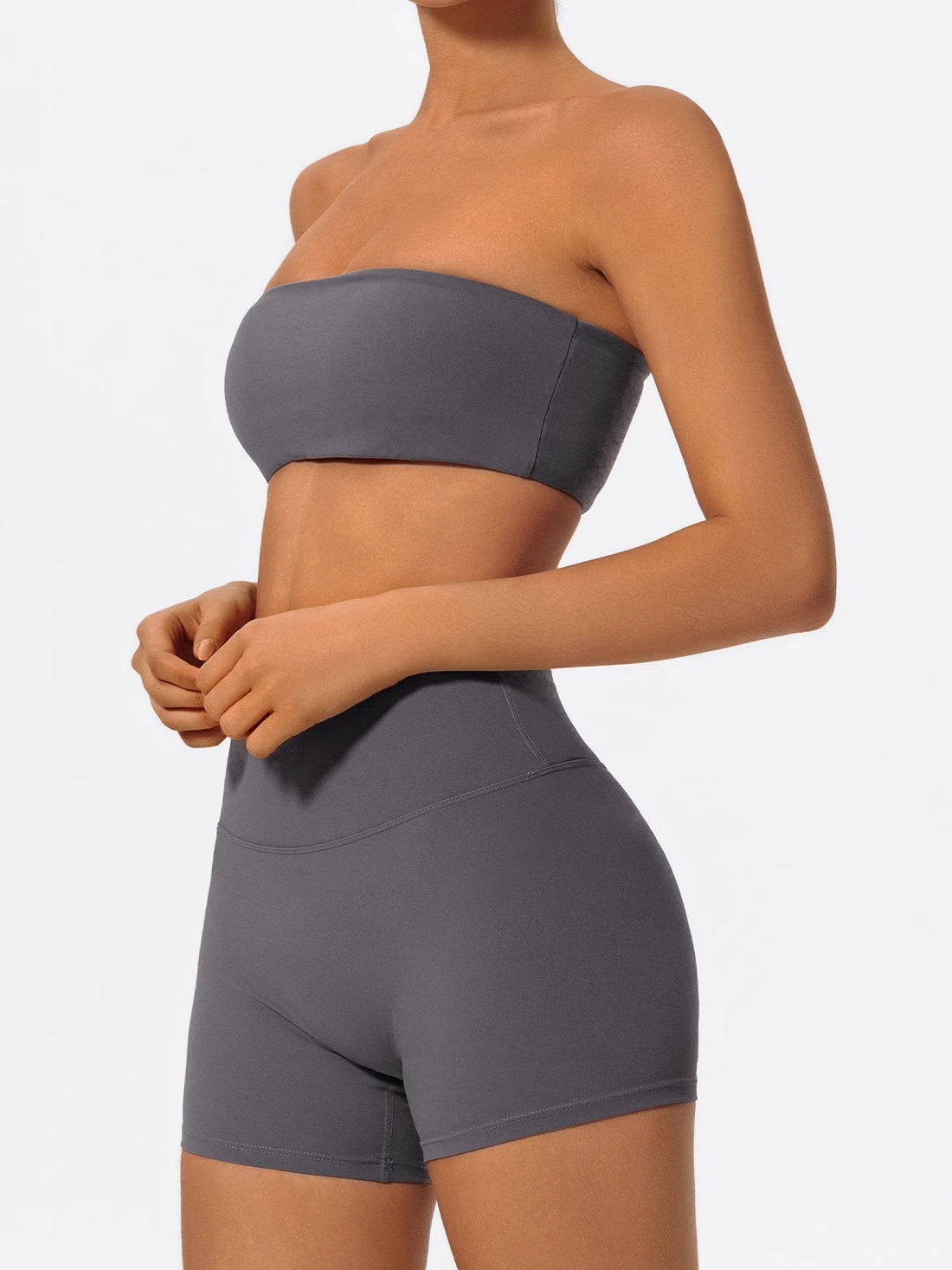 Women’s 2-Piece Fitness Set – Strapless Sports Bra & Workout Leggings