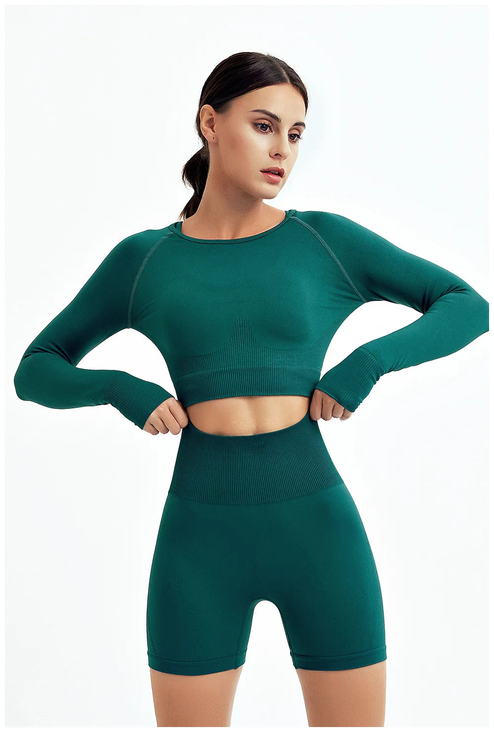 2-Piece Seamless Yoga Set for Women – High Waist Leggings & Sports Bra Gym Outfit