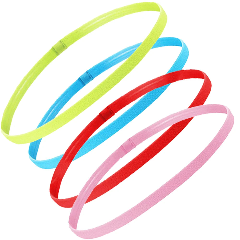 4PCS Non-Slip Sports Headbands – Elastic Sweatproof Workout Hair Bands