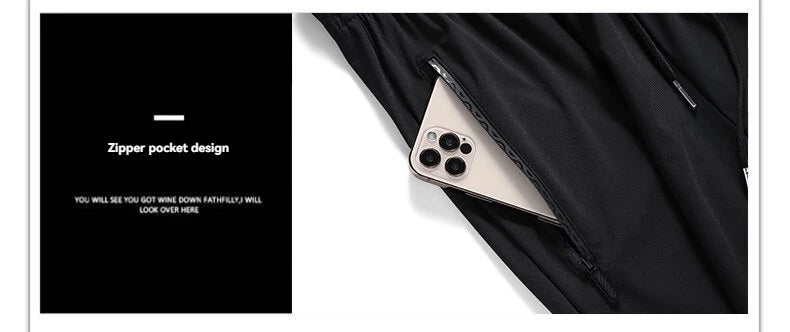 Men’s Ice Silk Summer Pants – Slim Fit Quick-Dry Casual & Running Trousers