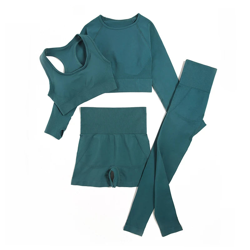 2-Piece Seamless Yoga Set for Women – High Waist Leggings & Sports Bra Gym Outfit
