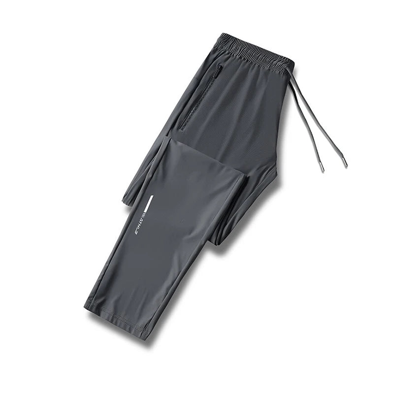 Men’s Ice Silk Summer Pants – Slim Fit Quick-Dry Casual & Running Trousers