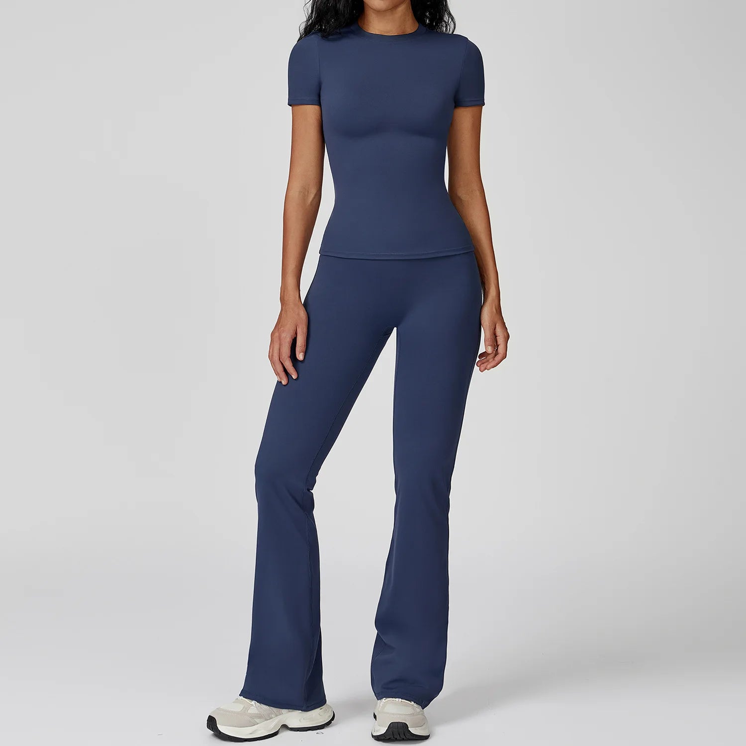 Women’s 2PCS Yoga & Workout Set – Long Sleeve Top & High-Waist Leggings/Shorts
