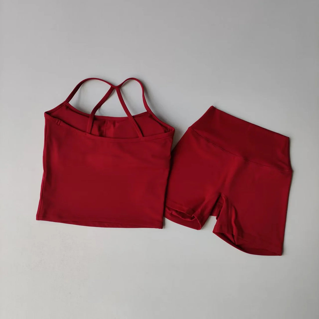 Women’s Yoga & Gym Halter Top Set – Seamless High-Waist Shorts & Backless Bra