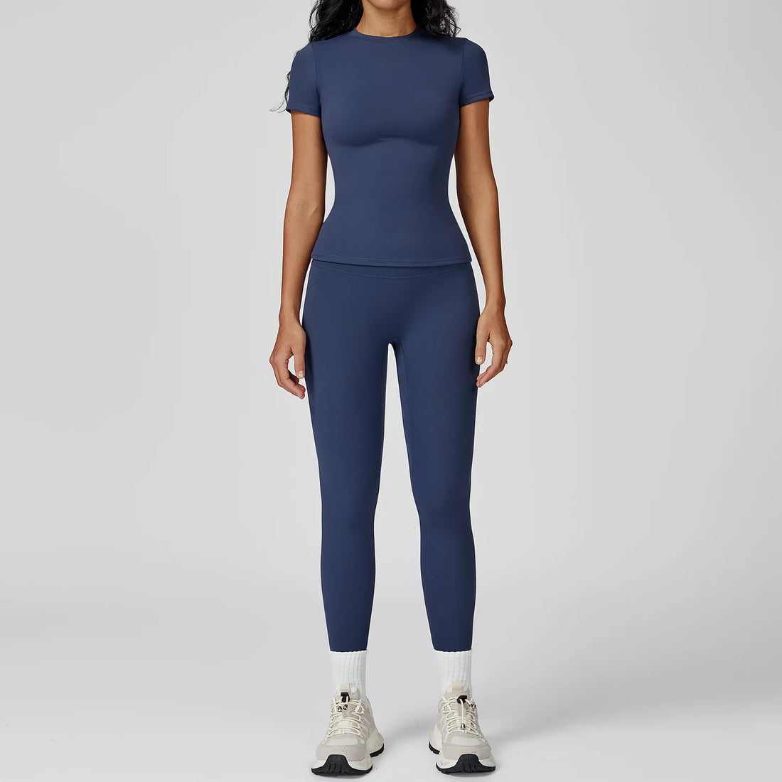 Women’s 2PCS Yoga & Workout Set – Long Sleeve Top & High-Waist Leggings/Shorts