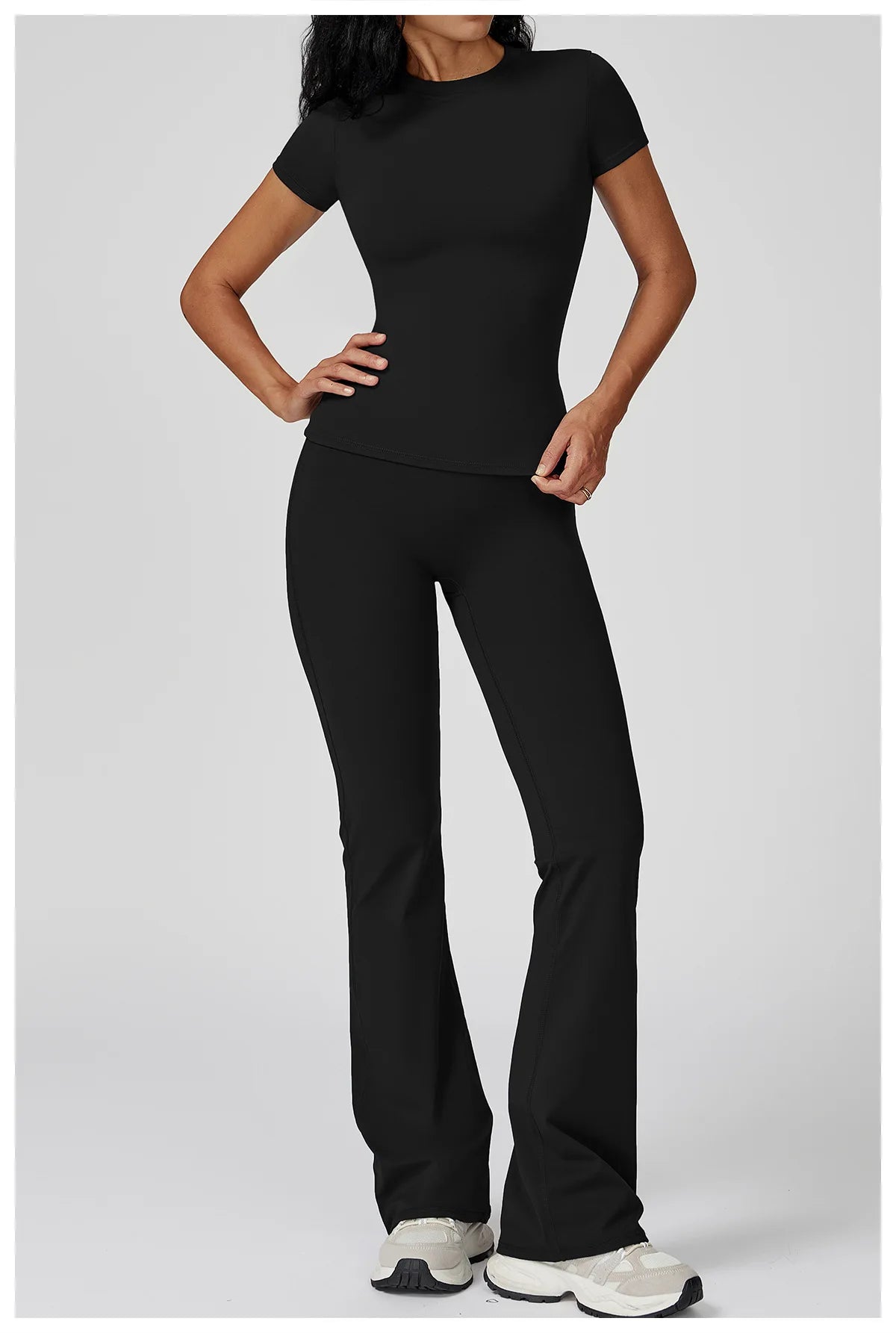 Women’s 2PCS Yoga & Workout Set – Long Sleeve Top & High-Waist Leggings/Shorts
