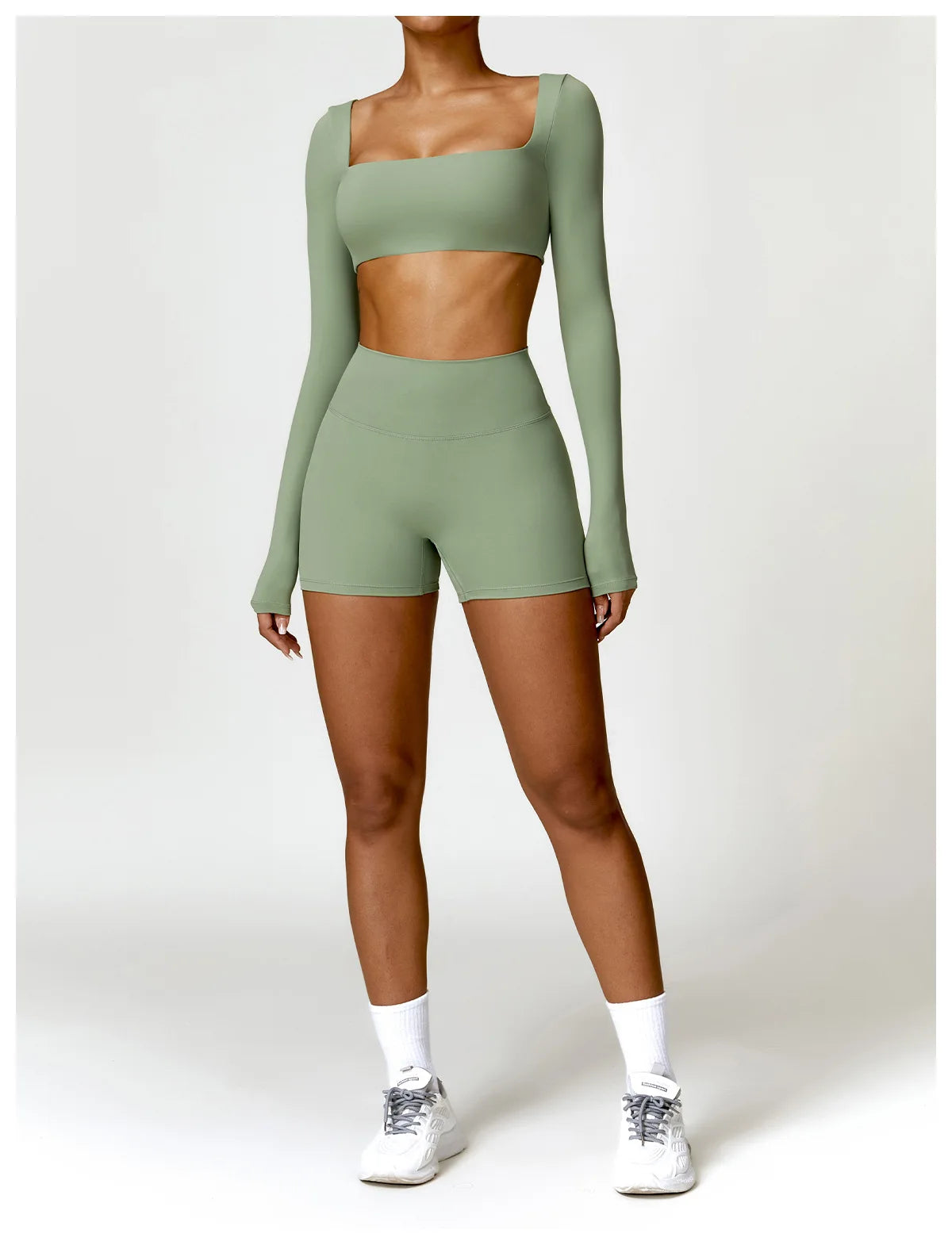 Women’s Quick-Dry Sportswear – Square Neck Fitness Crop Top