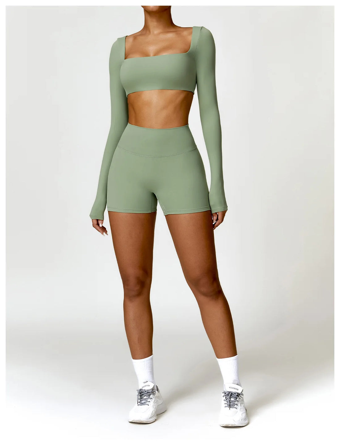 Women’s Quick-Dry Sportswear – Square Neck Fitness Crop Top