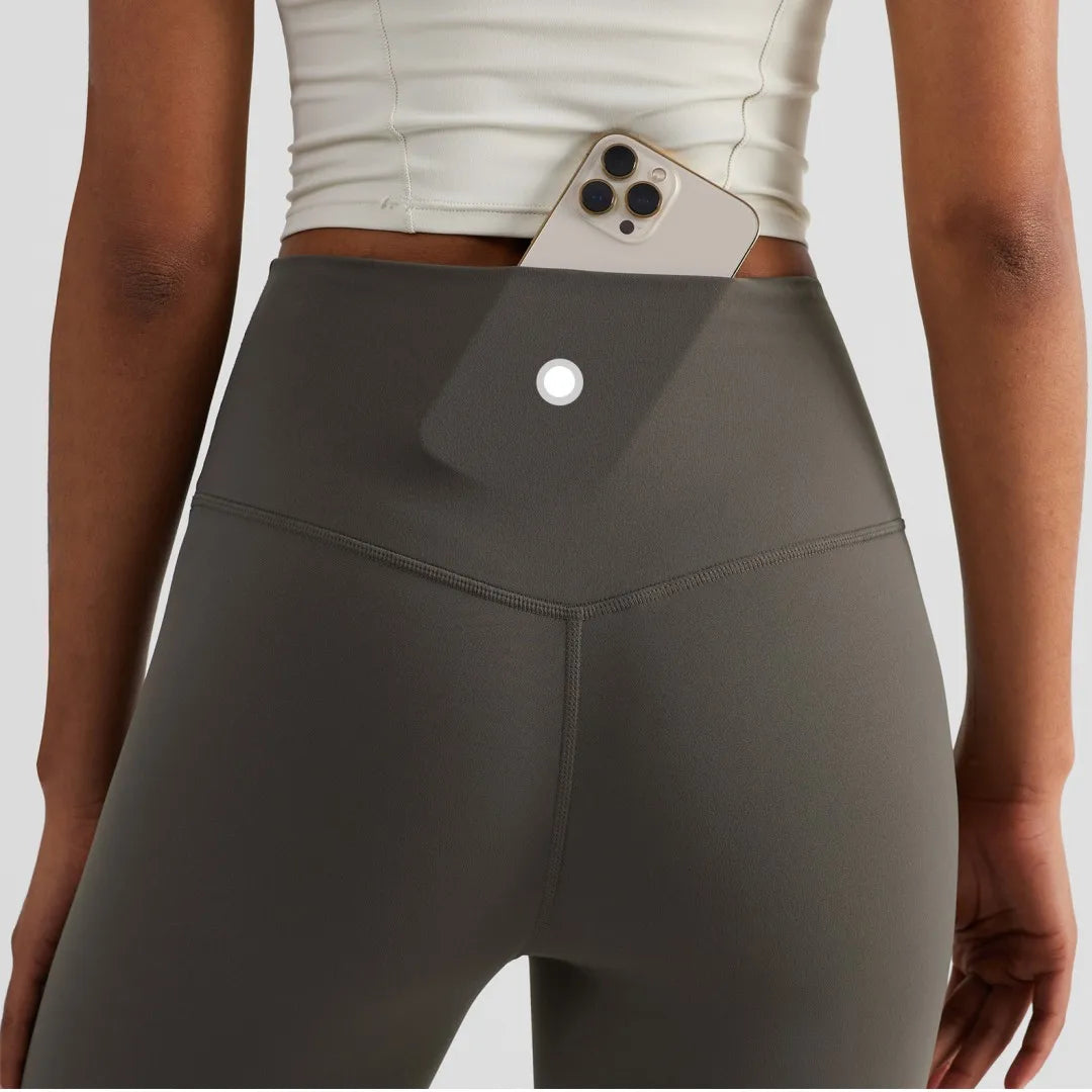 Women’s High-Waist Yoga Leggings – Solid Color Pocket Sports Cropped Pants