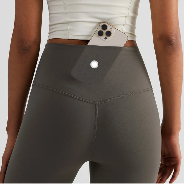 Women’s High-Waist Yoga Leggings – Solid Color Pocket Sports Cropped Pants
