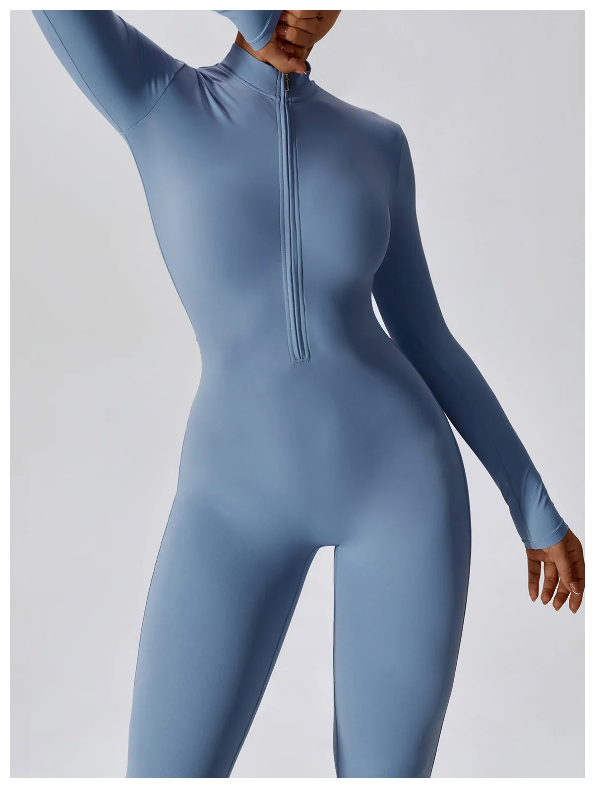 Women’s Long Sleeve Yoga Boilersuit – Skin-Tight One-Piece Gym Jumpsuit
