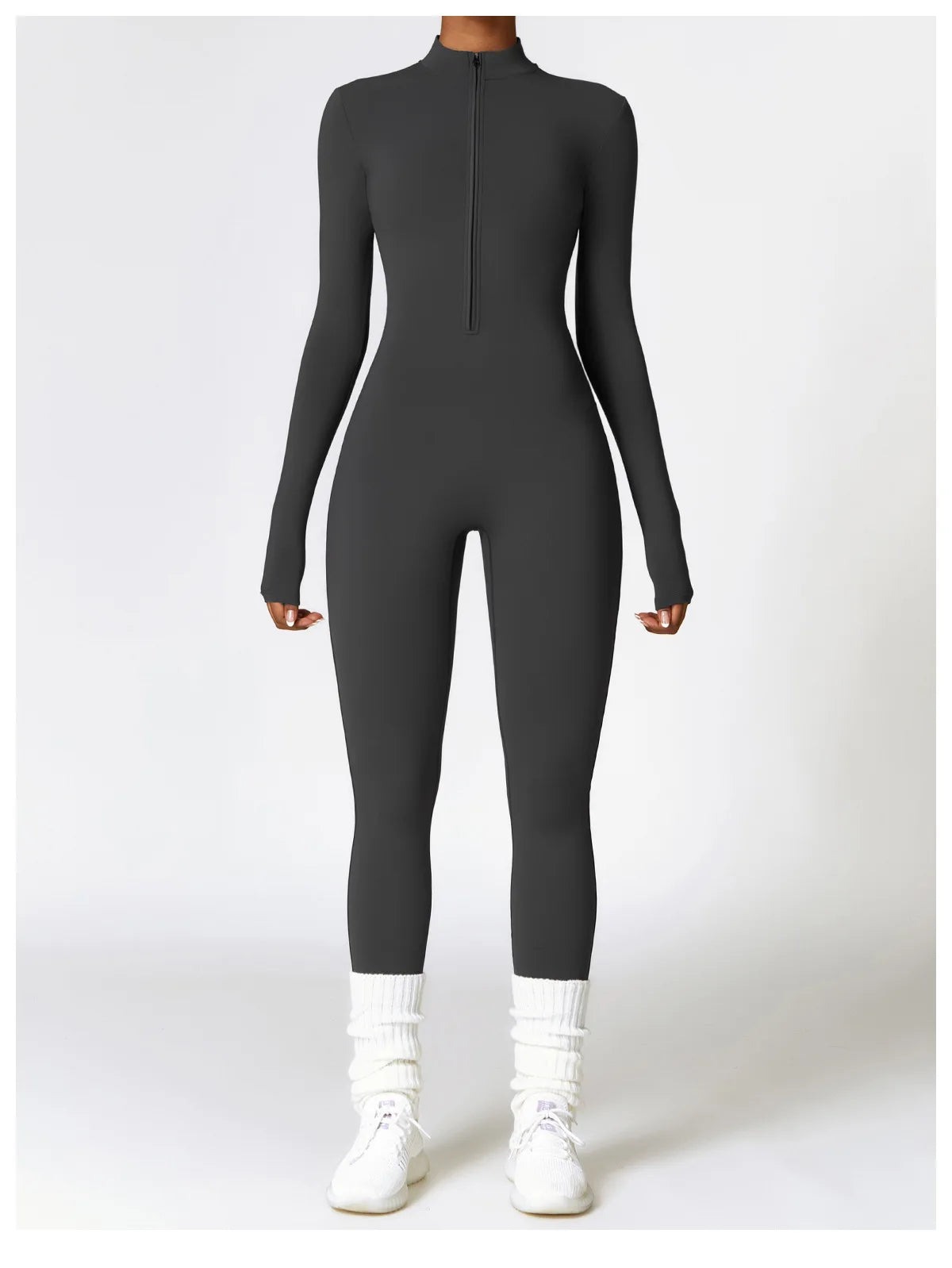 Women’s Winter Plush Yoga Jumpsuit – Fleece-Lined One-Piece Fitness Tracksuit