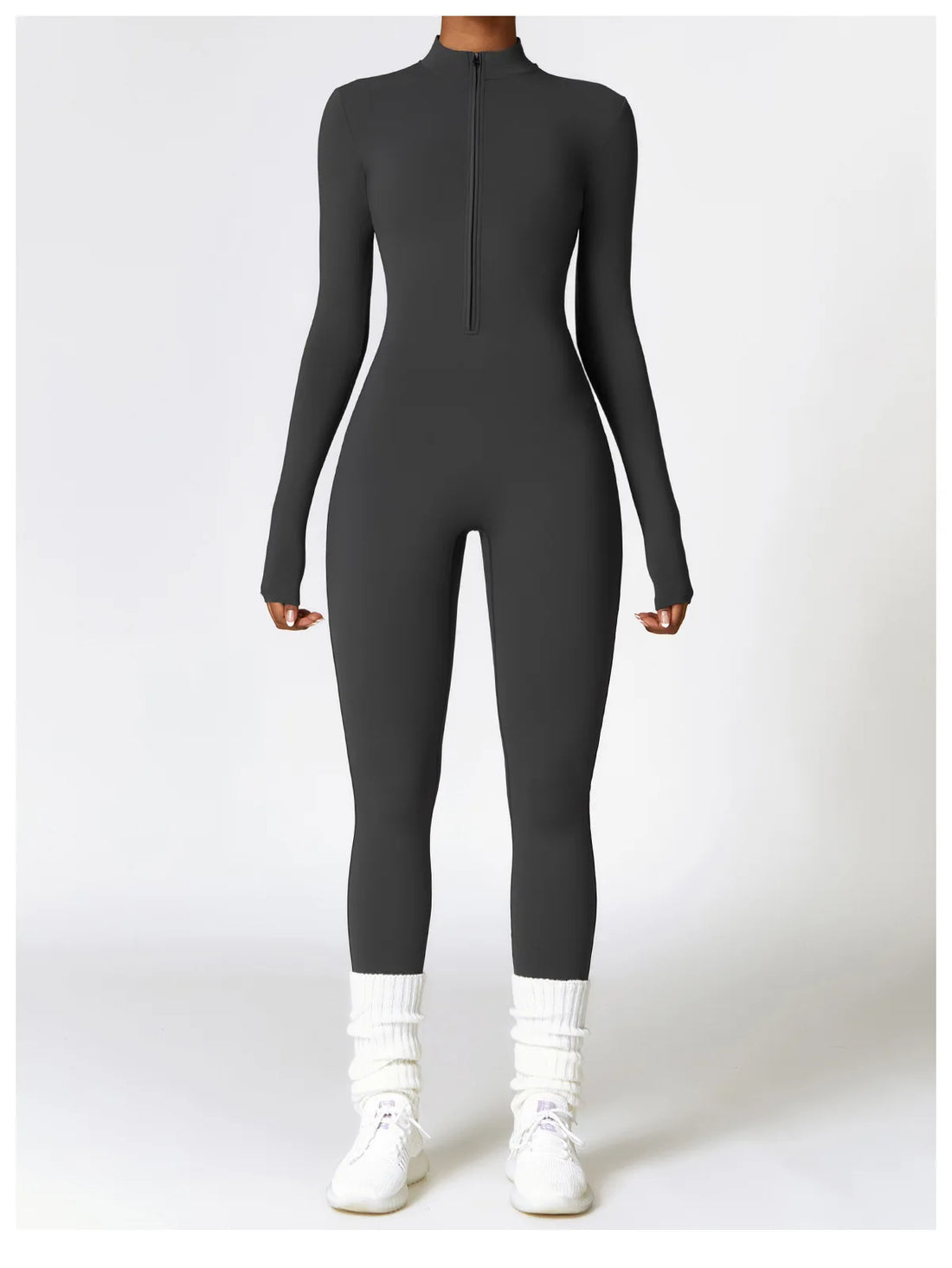 Women’s Winter Plush Yoga Jumpsuit – Fleece-Lined One-Piece Fitness Tracksuit